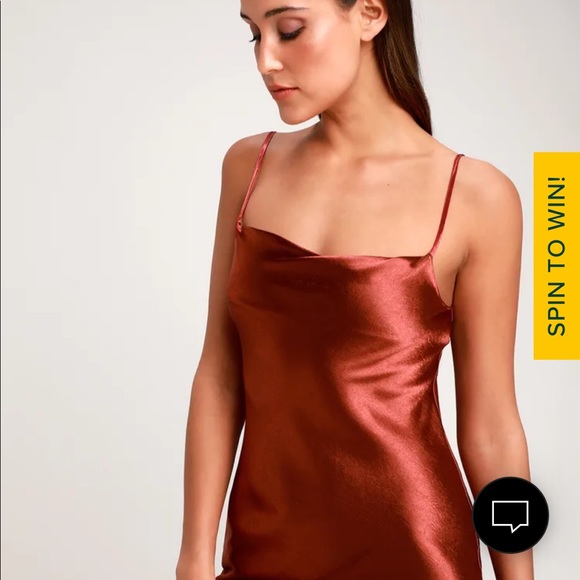 Lulus Dresses & Skirts - Brazen Babe Copper Satin Cowl Neck Midi Slip Dress